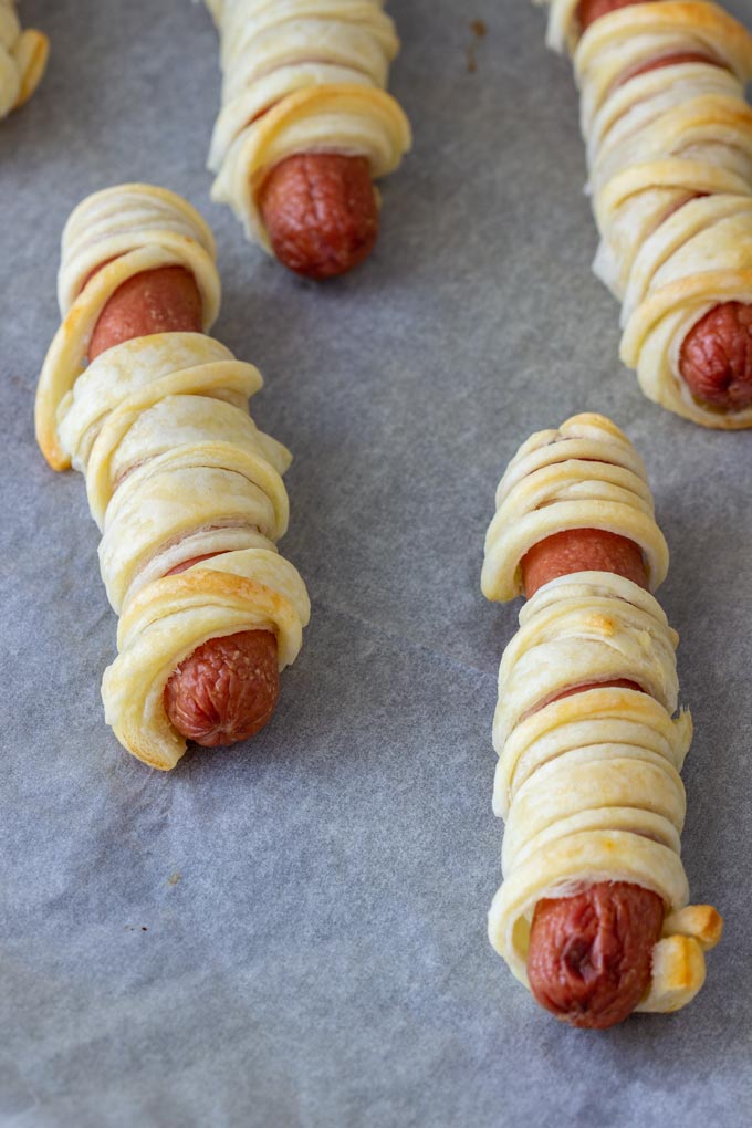 Hot Dog Mummies after Baking