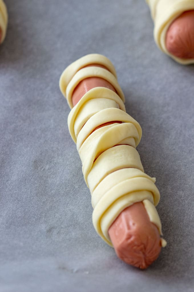 Hot Dog Mummies before Baking