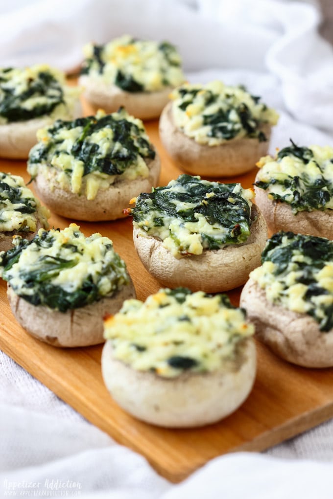 Spinach and feta cheese stuffed mushrooms.