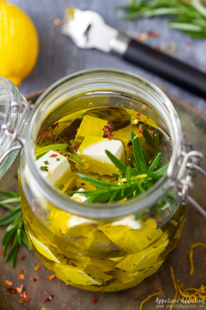 Homemade Rosemary Marinated Feta Cheese