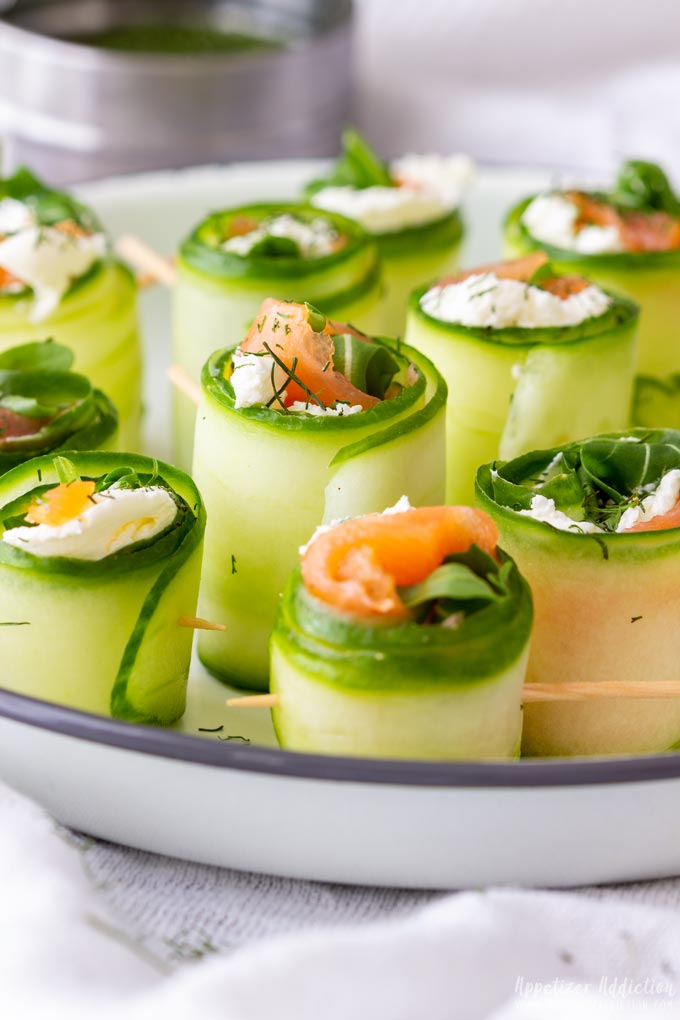 Smoked Salmon Cucumber Rolls - Appetizer Addiction