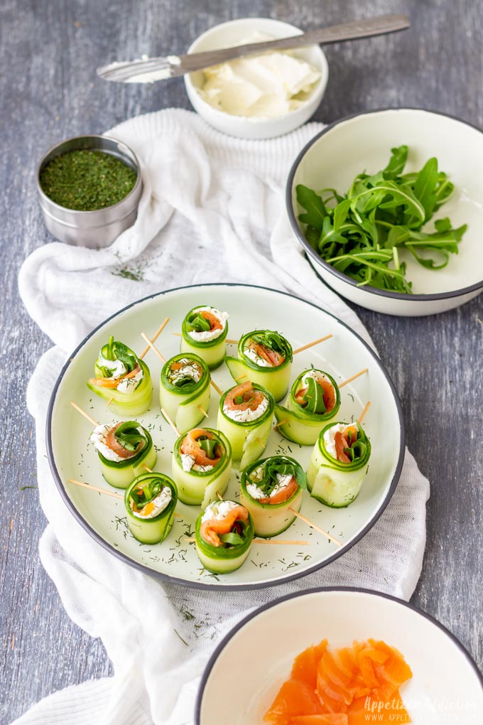 Smoked Salmon Cucumber Rolls Canapes