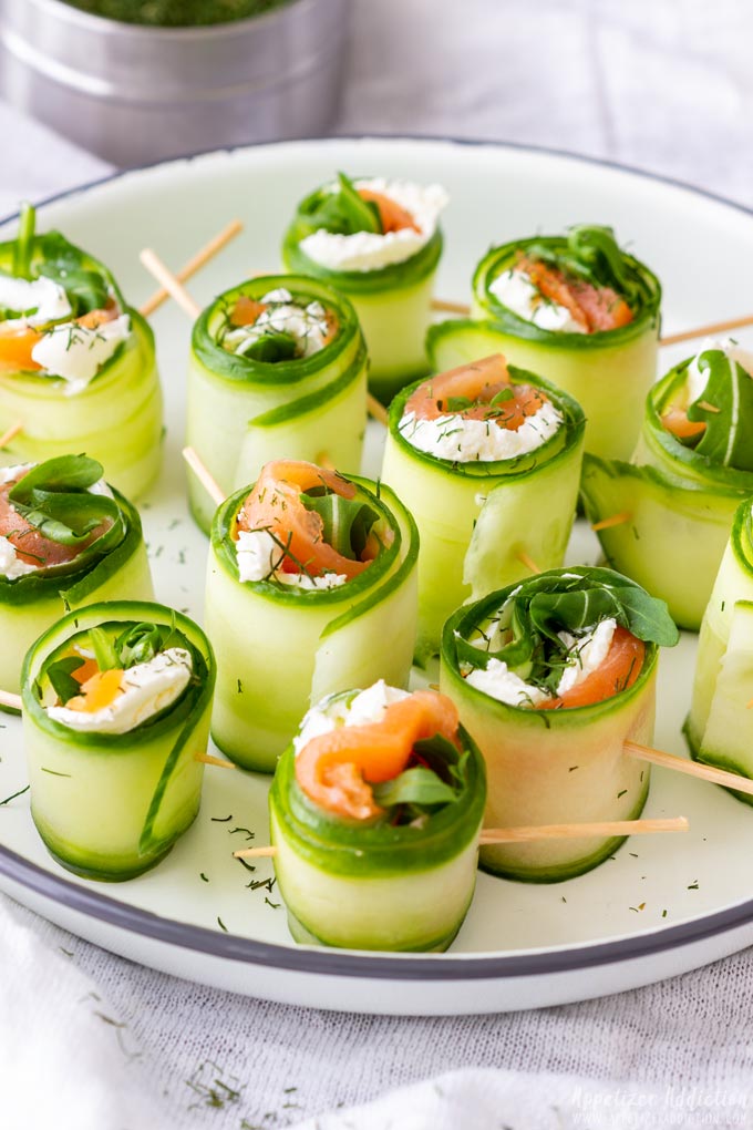 Smoked Salmon Cucumber Rolls - Appetizer Addiction