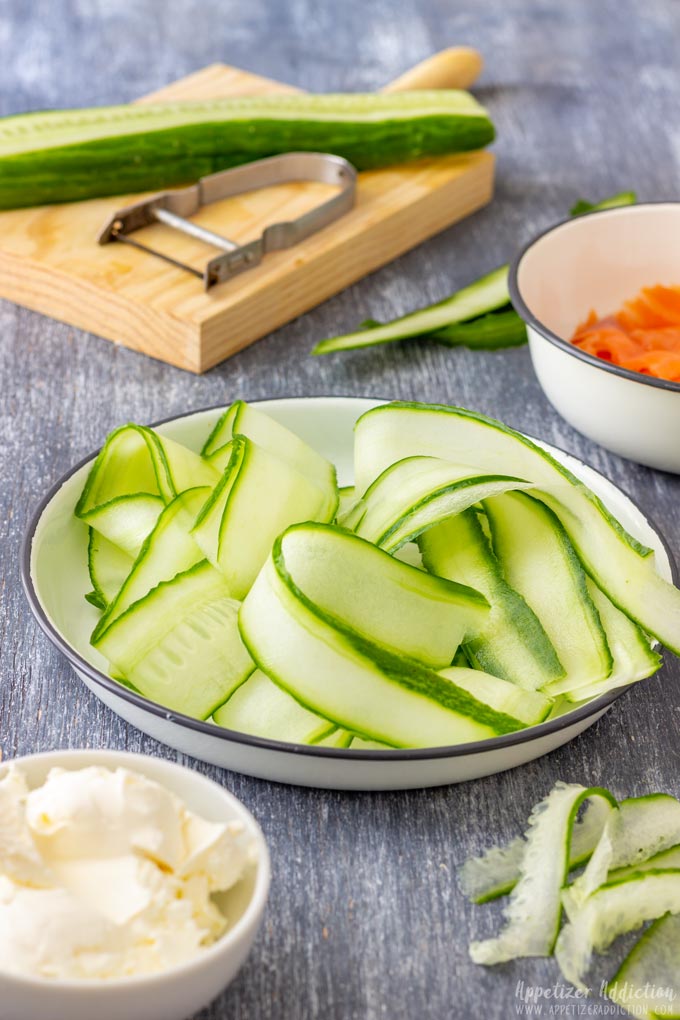 Ingredients for Smoked Salmon Cucumber Rolls