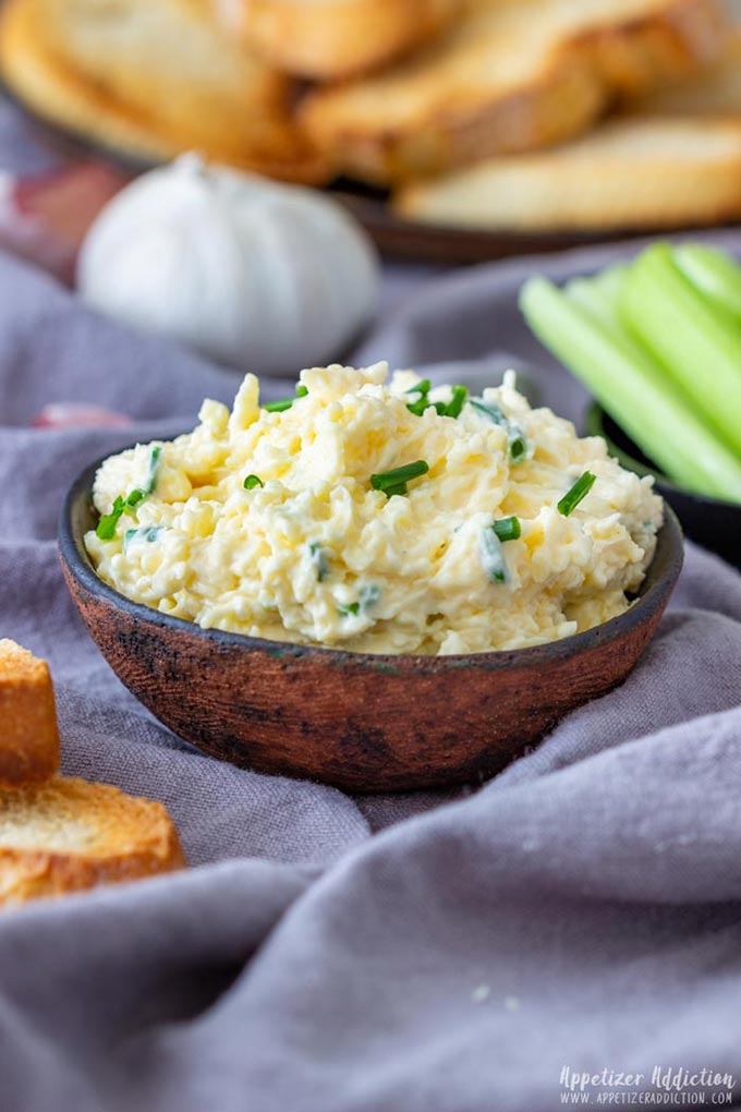 Garlic Cheddar Cheese Dip in the Bowl