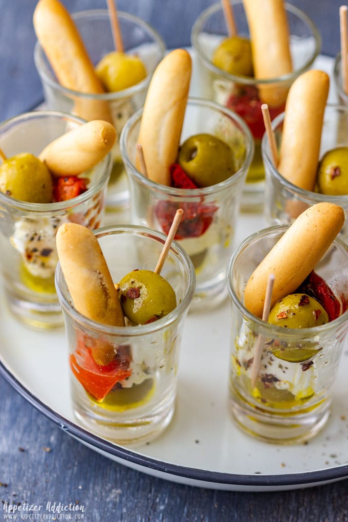 Best Party Appetizers Olive and Feta Shooters