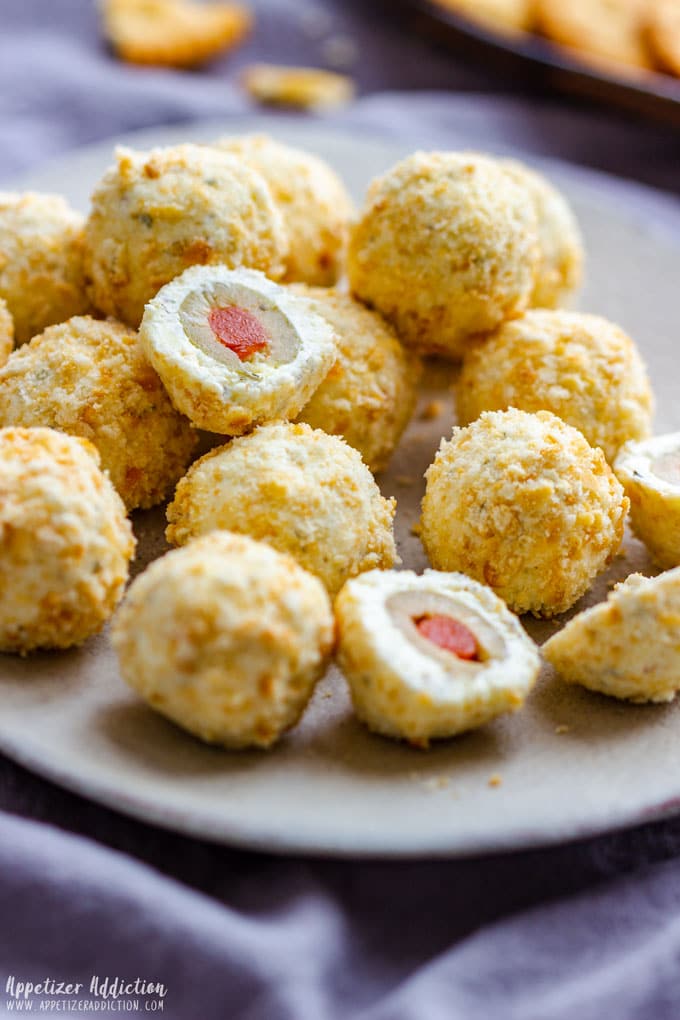 Homemade Olive Stuffed Cheese Ball Bites