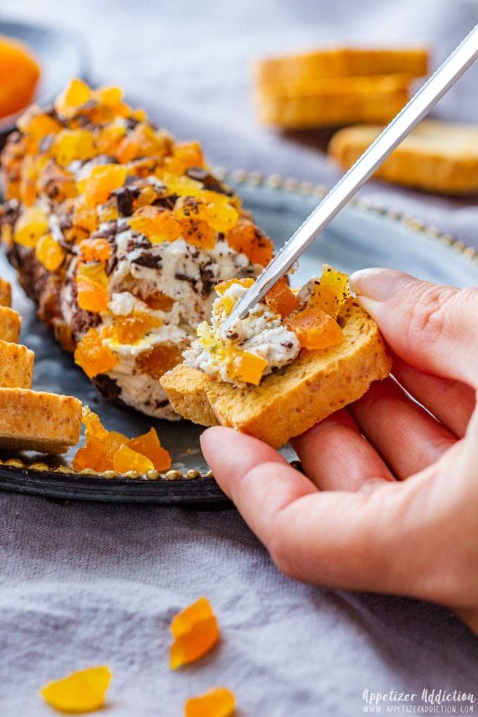 Making Goat Cheese Log Appetizers