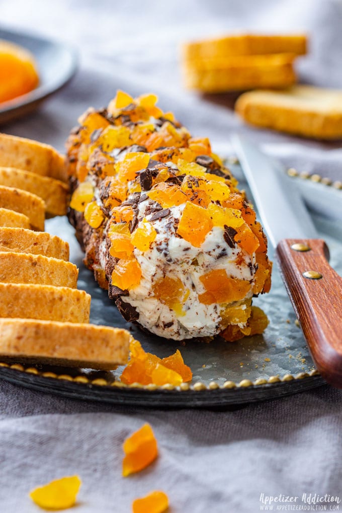 Apricot Goat Cheese Log with Chocolate