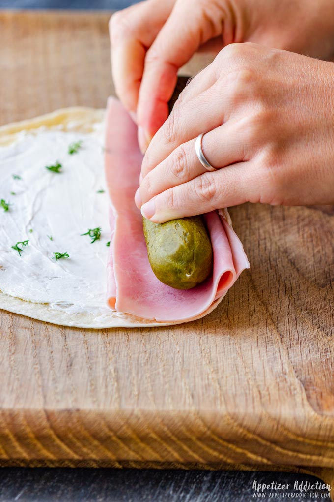 How to make Ham and Pickle Roll Ups Step 2 (How to Roll Rollups)