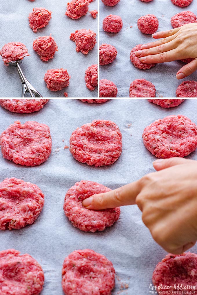 Steps how to make the mini cheeseburgers