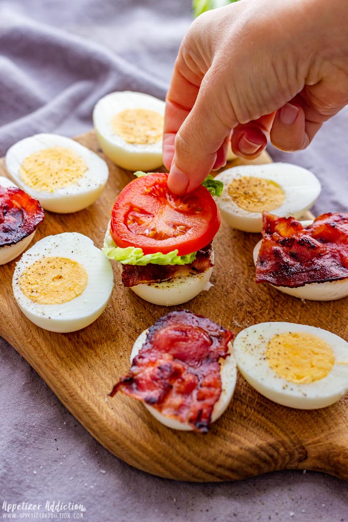 How to make BLT Egg Sliders Step 3 (Assembling the Egg Sliders)