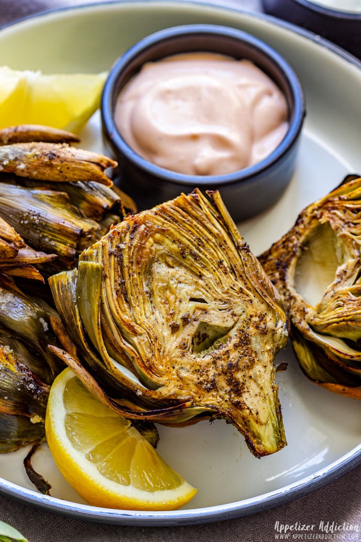 Air Fryer Artichokes with Garlic Sauce