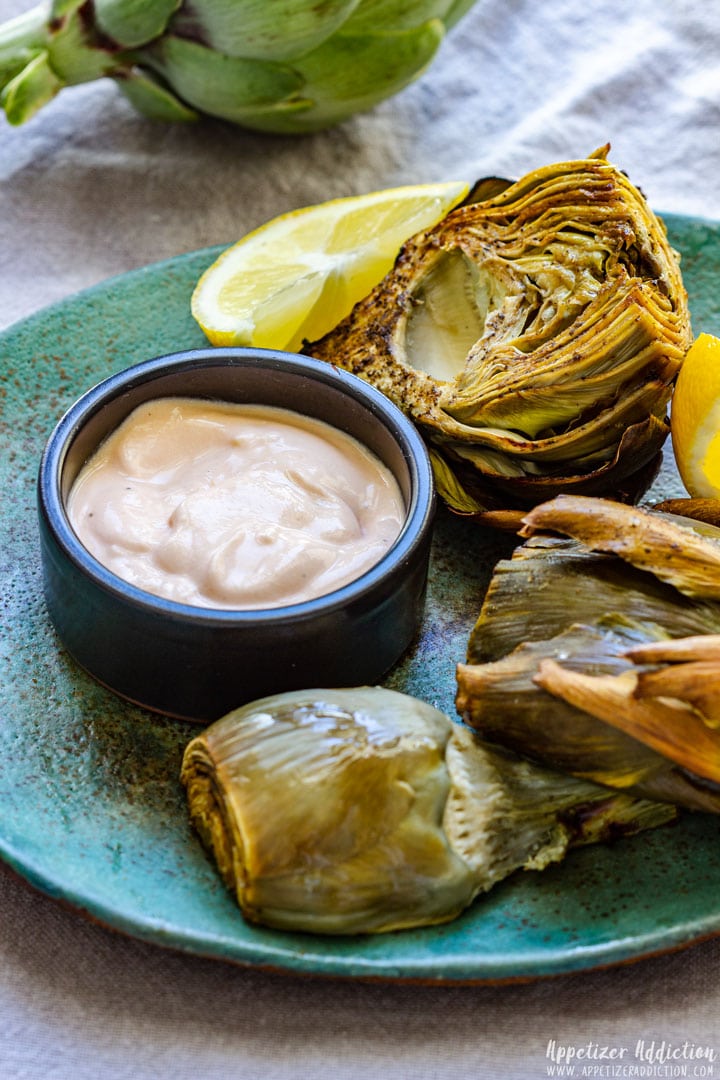 Freshly Made Garlic Dip with Artichokes