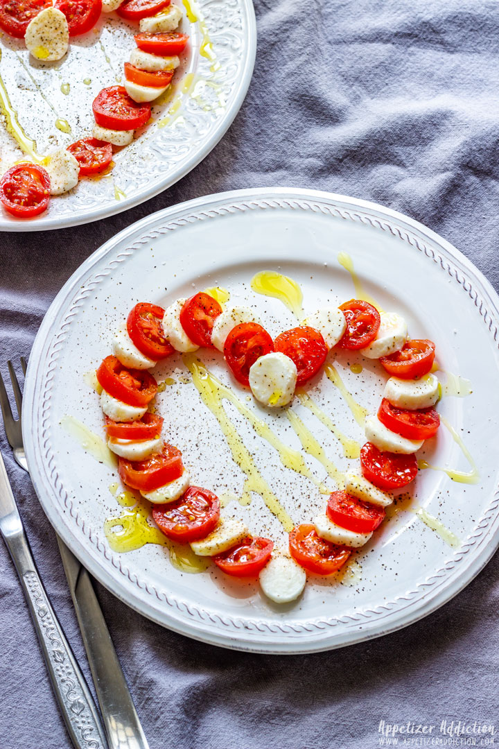 Mozzarella and Tomato Heart Shaped Apetizer