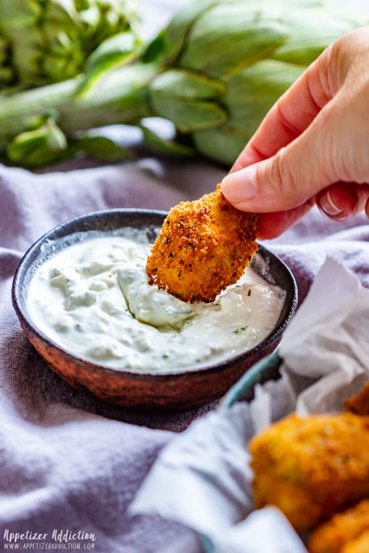 Deep Fried Artichoke Hearts with Dip