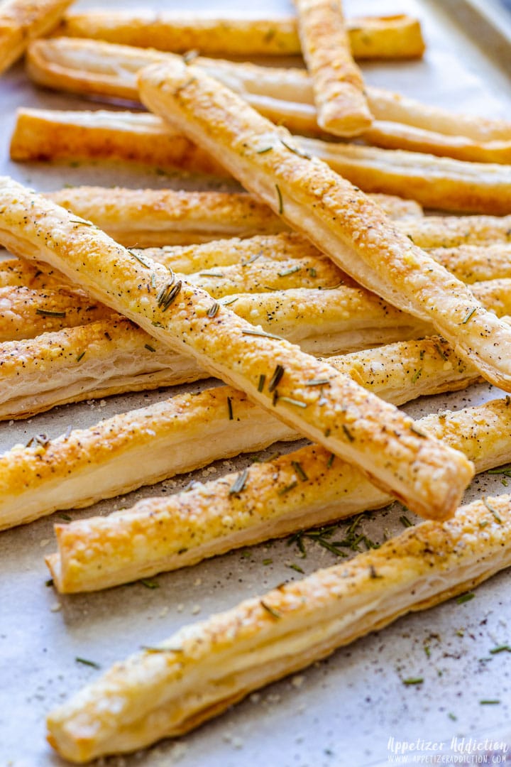 Parmesan Puff Pastry Breadsticks Recipe - Appetizer Addiction