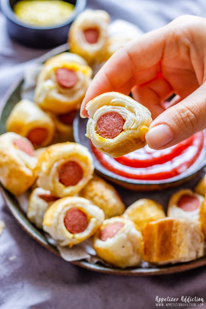 Bite-Size Puff Pigs in a Blanket with Puff Pastry