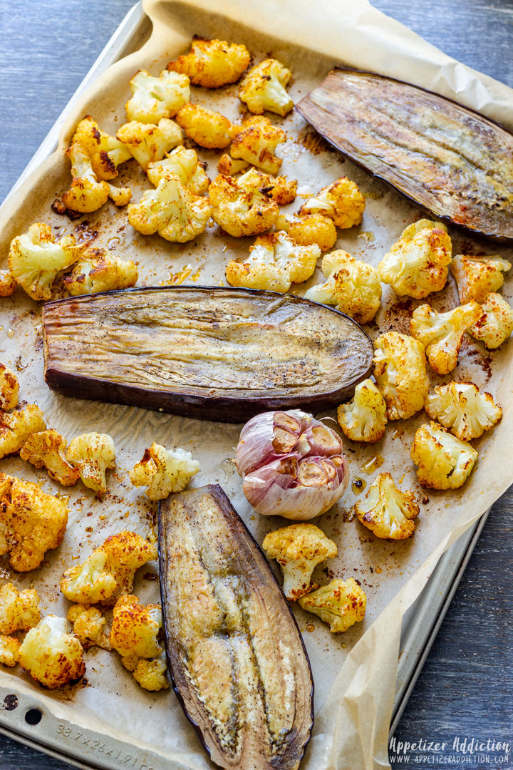 Ingredients of Roasted Eggplant Dip After Cooking