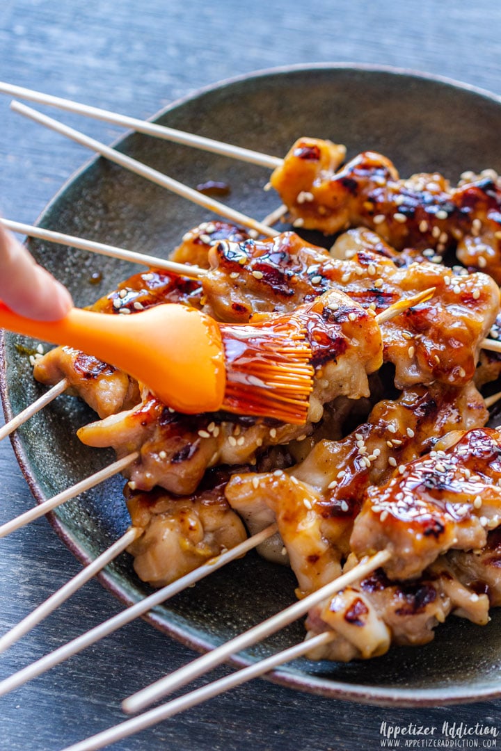 Glazing Teriyaki Chicken Skewers