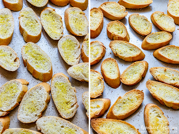 Before and After Baking Crostini