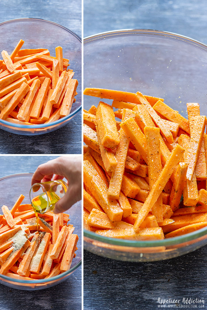 How to season sweet potato fries picture collage