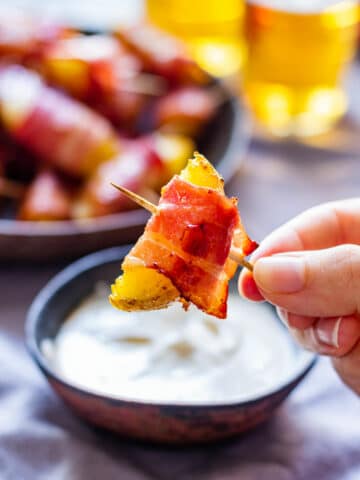 Bacon wrapped baby potatoes appetizer