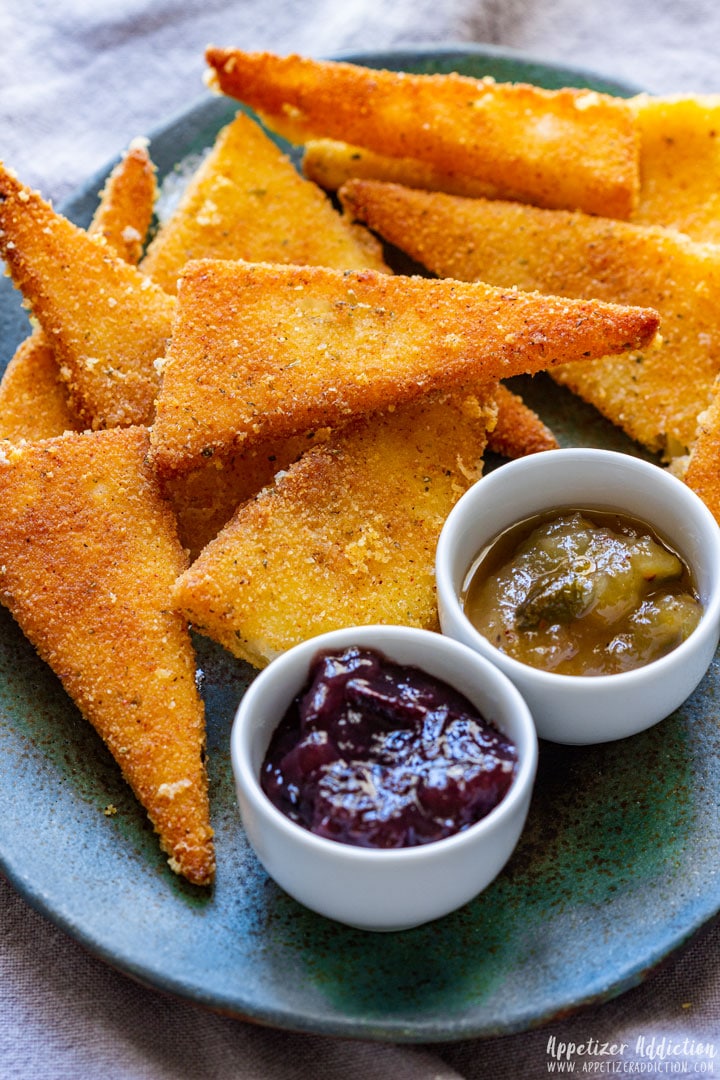 Fried manchego cheese with dipping sauce