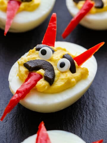 Halloween devil deviled eggs