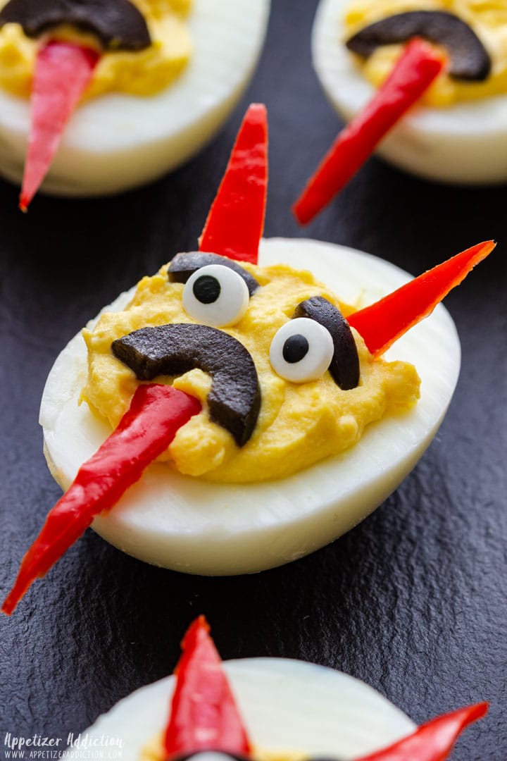 Halloween devil deviled eggs