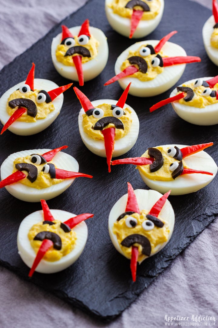 Halloween themed deviled eggs