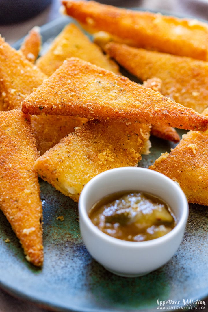 Homemade fried manchego cheese