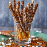 Chocolate dipped pretzel rods pin