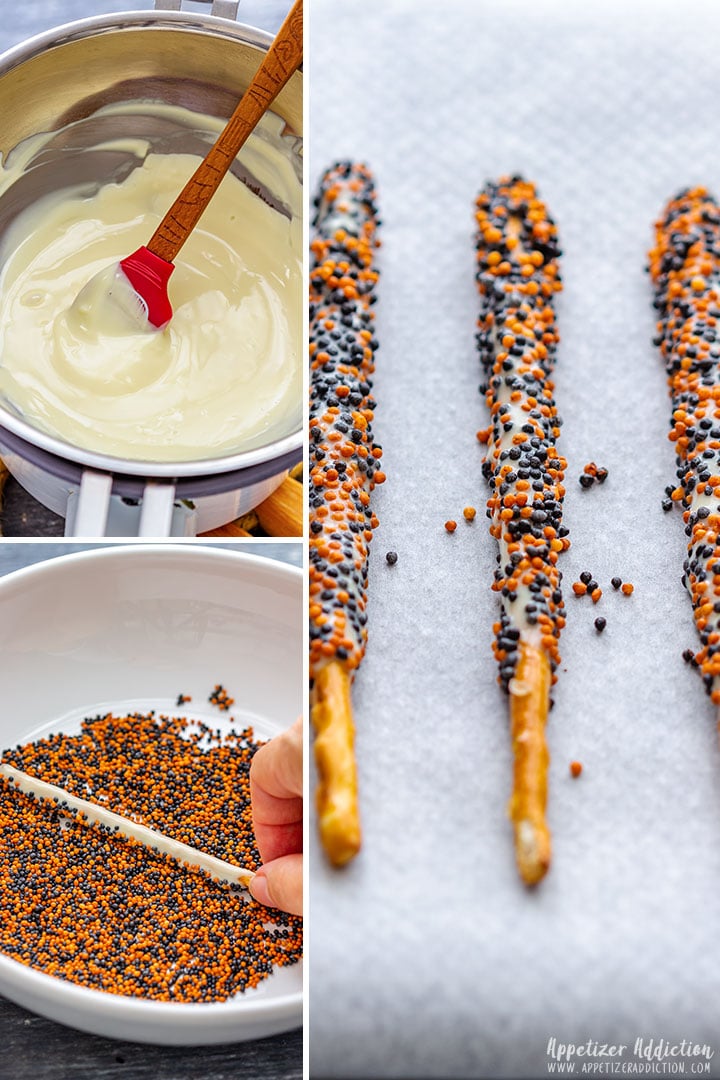 How to dip pretzel rods to chocolate