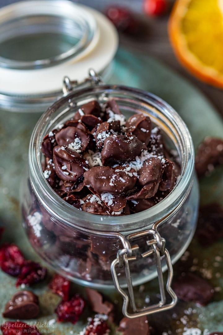 Homemade chocolate covered cranberries