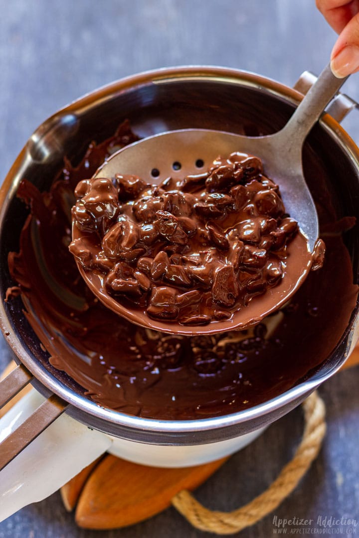 Making chocolate covered cranberries step 2