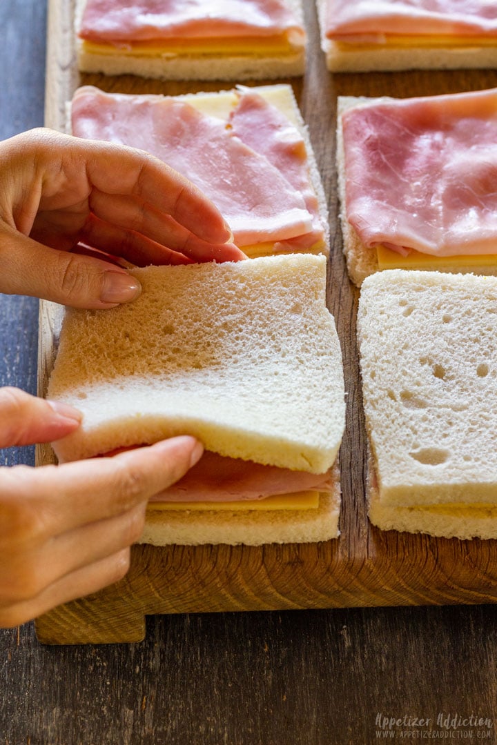 Making Christmas tree shaped sandwiches 1