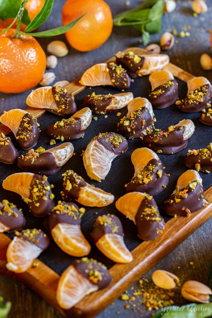 Homemade chocolate dipped mandarin slices