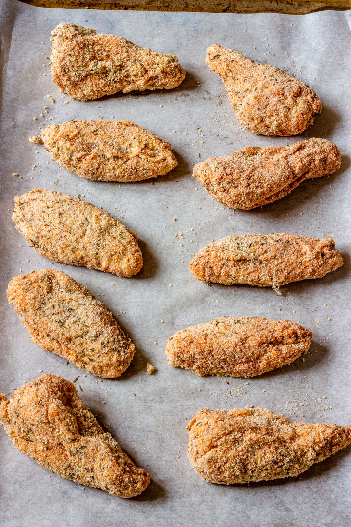 How to make breaded chicken wings step 3 - Transfer wings onto the baking tray