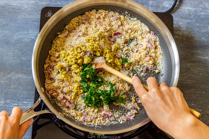 How to make a stuffing for artichokes step 2