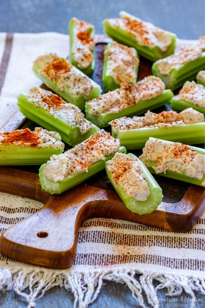 Platter of stuffed celeries