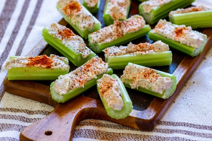 Vegetarian stuffed celery appetizers