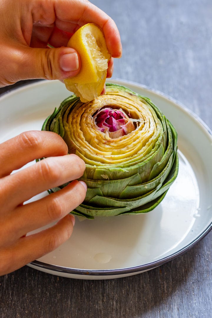 Stuffing artichokes step 1