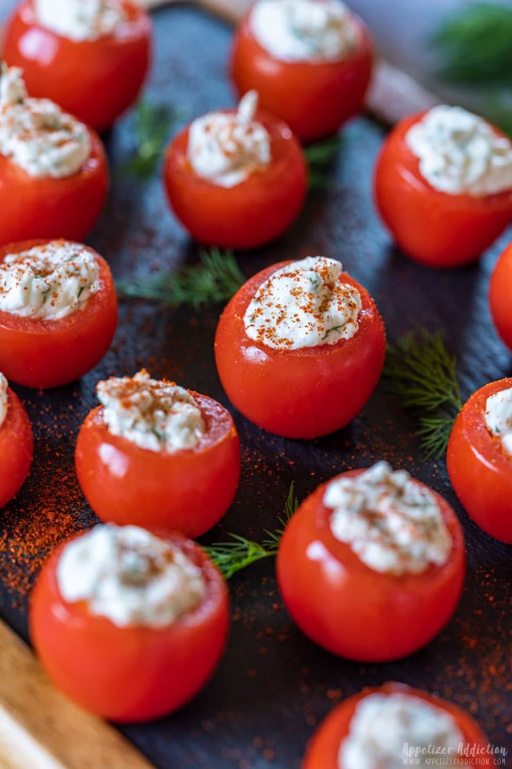 Bite-size stuffed cherry tomatoes appetizers