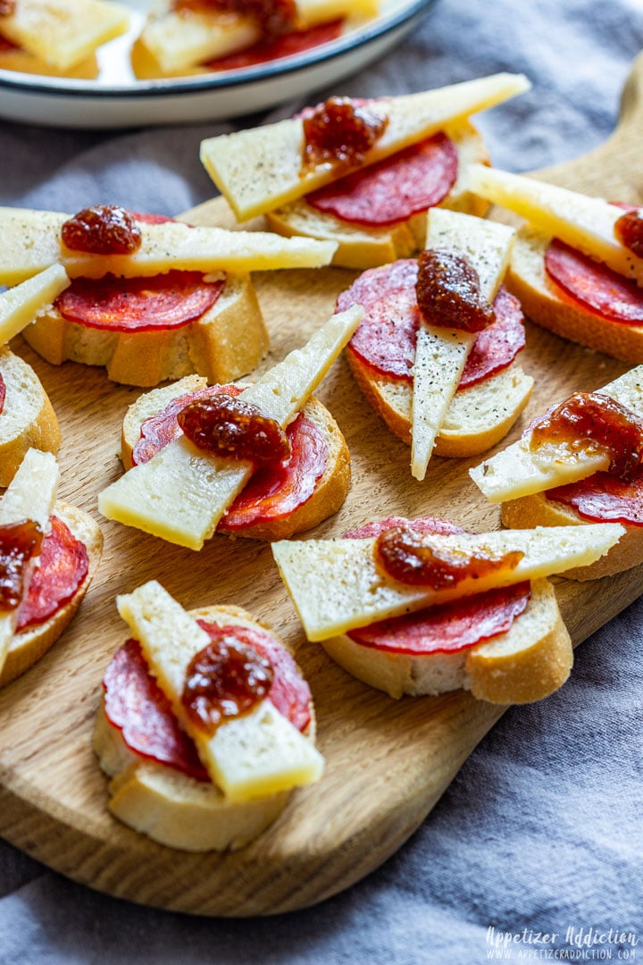 Manchego cheese and chorizo appetizers