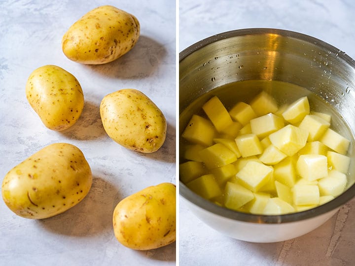 Full potatoes and diced potatoes