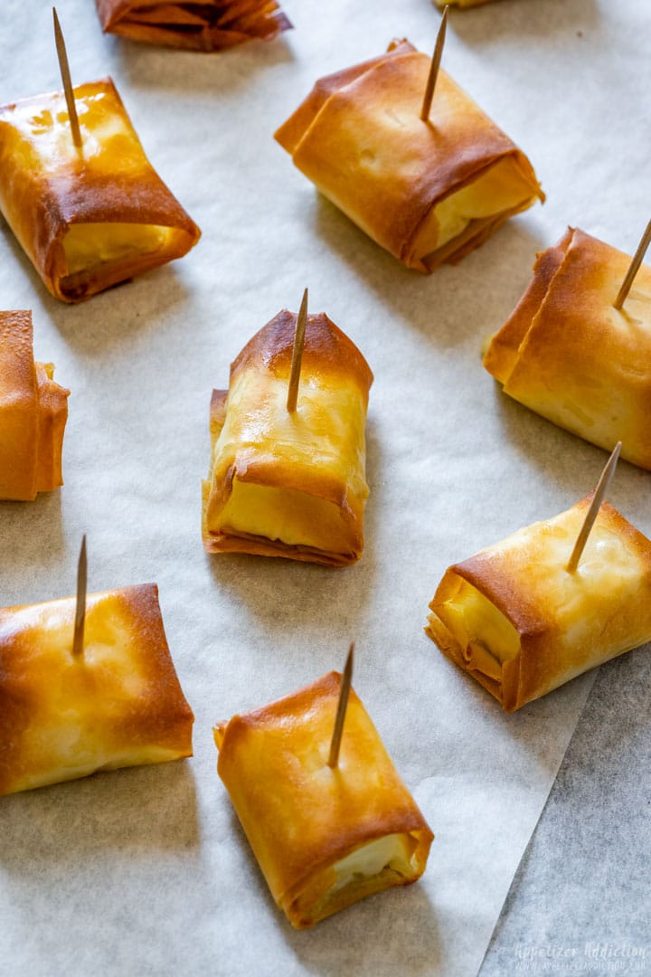 Phyllo wrapped baked feta bites