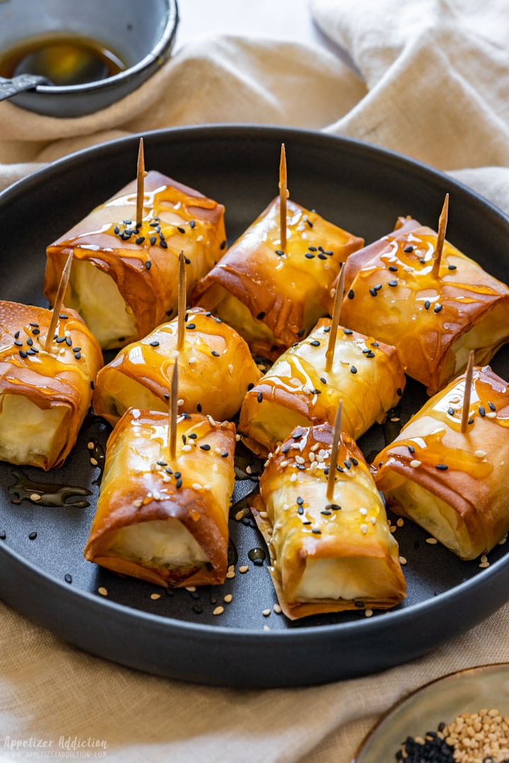 Feta cheese appetizers wrapped in phyllo pastry