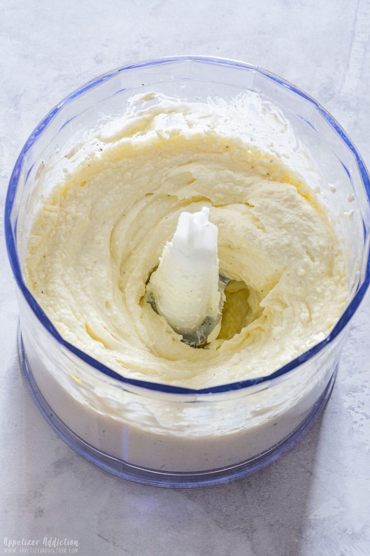 Creamy feta cheese in the blender