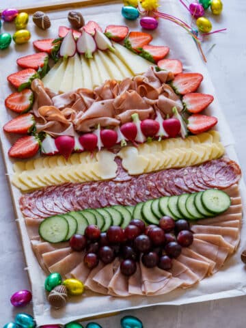 Egg shaped charcuterie board for Easter